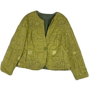 Zoey  Womens Green Jacket Size 14 Embroidered Reversible Metallic Polyester